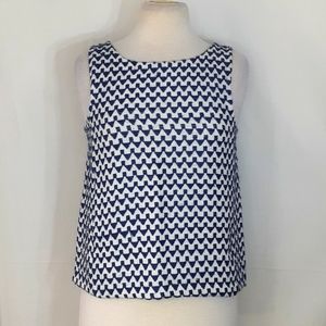 Koch navy blue and white nits blouse size small